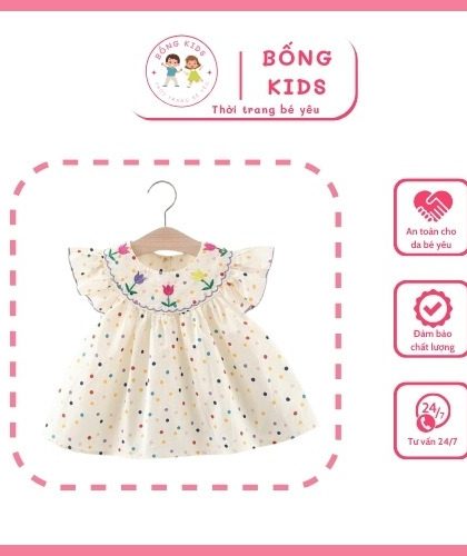 đầm búp bê váy cánh tiên chấm bi cho bé gái Bống Kids